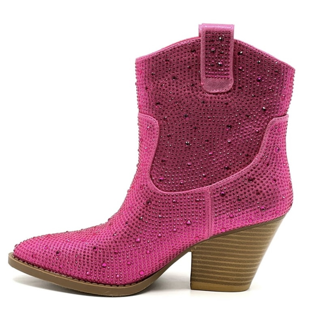 Forever Cowgirl Western Ankle Boots Pointy Toe‎ Rhinestone Bling Short Booties